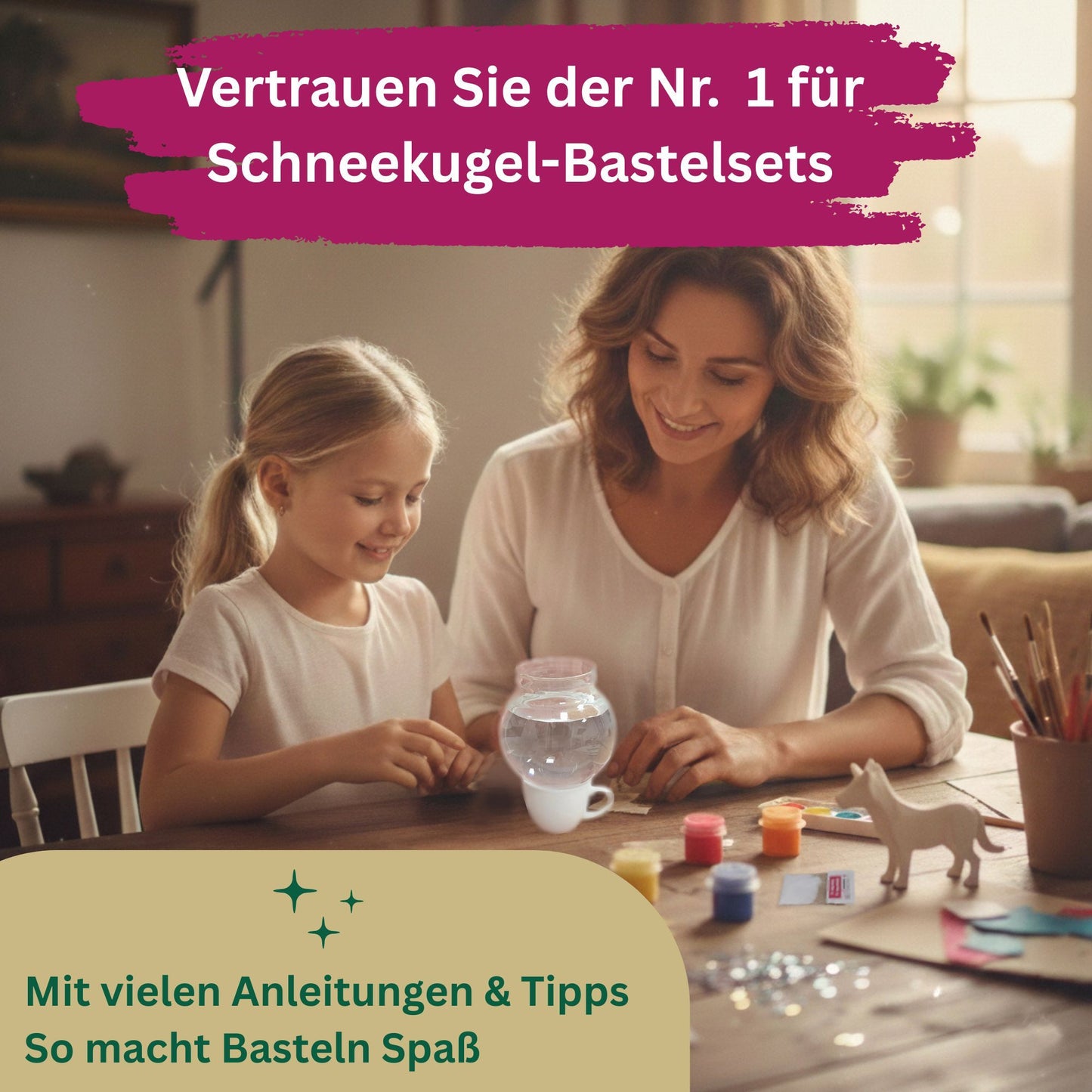 100mm Bastelset Sockel Ornamente weiß Rand mit DIY-Schneekugel für Spieluhr - 1x Schnee