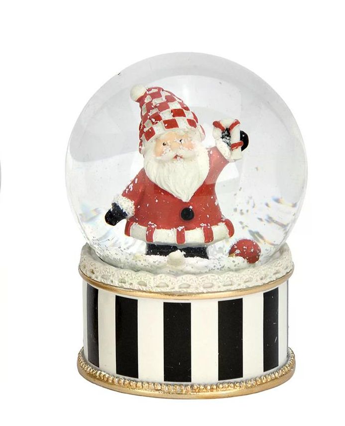 2 stylische Schneekugeln Schneemann Weihnachtsmann im Streifen-Look 65mm Durchmesser - Schneekugelhaus