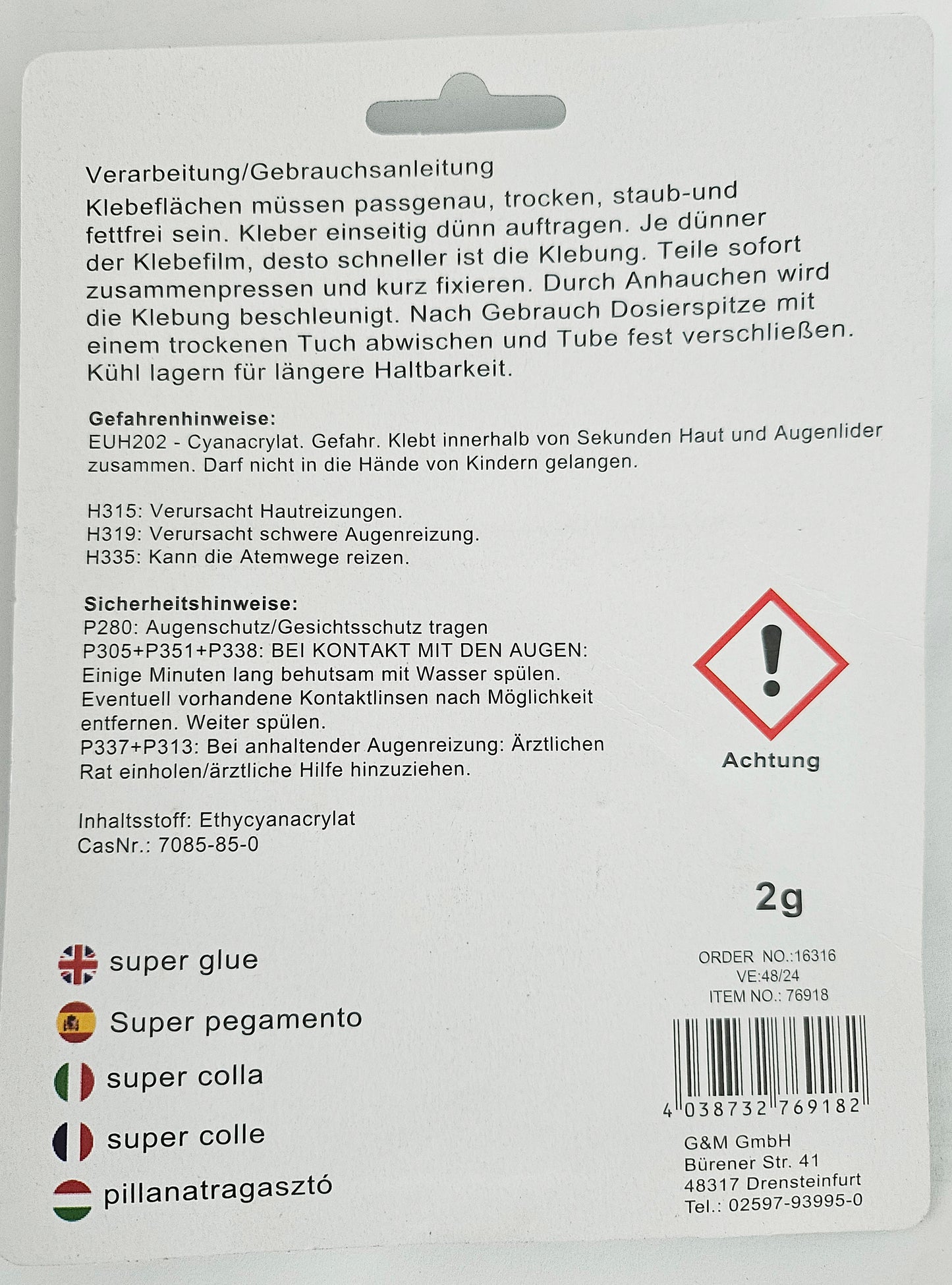 Sekundenkleber für das Ankleben von Figuren