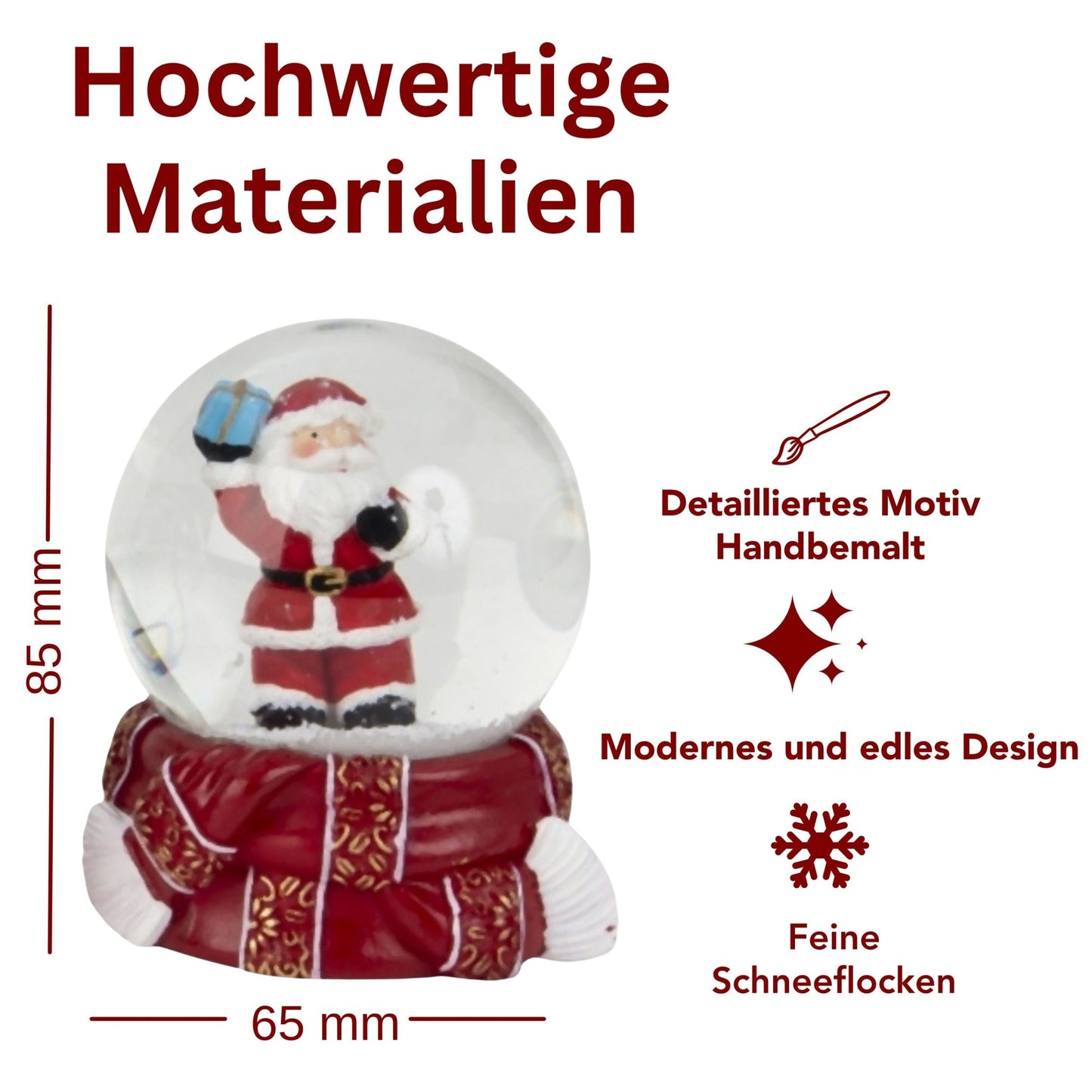 Adventspaket groß - Schneemann rot gold mit 8 Schneekugeln in zwei Größen - Schneekugelhaus