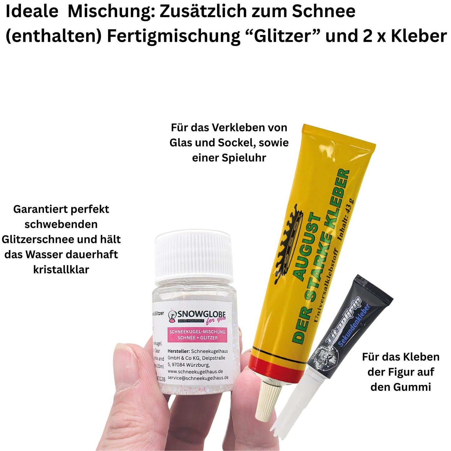 DIY Schneekugel-Set „Party-Pack“ (5er Vorteilspack) schwarz - oval