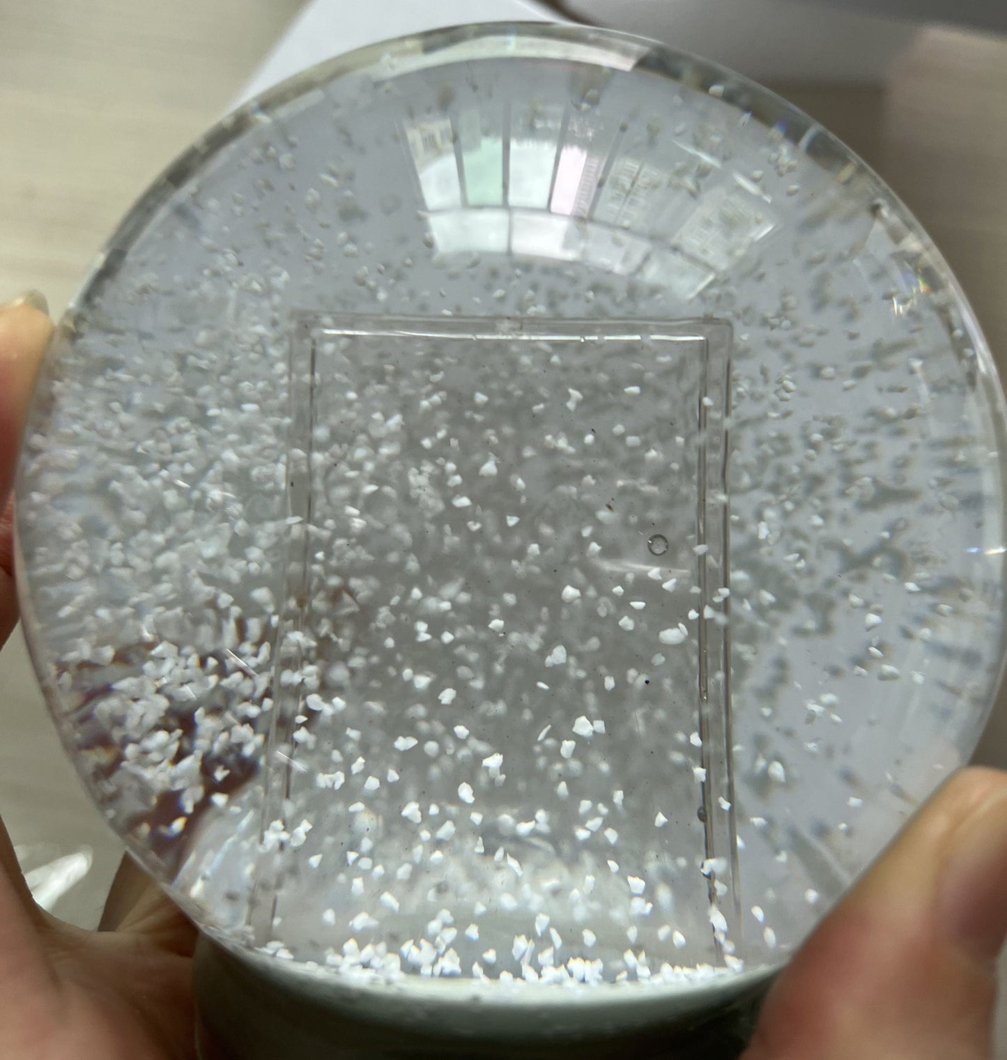 Bastelset mit 100mm Glas für DIY-Schneekugel mit Fotoeinsatz mit Porzellan-Sockel silber glänzend - Schneekugelhaus