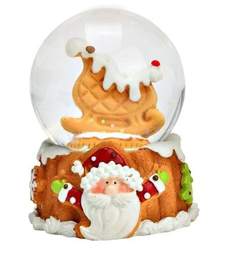 Süße Mini-Schneekugel Weihnachtswaffel auf Sockel Weihnachtsbäckerei 45 mm Durchmesser