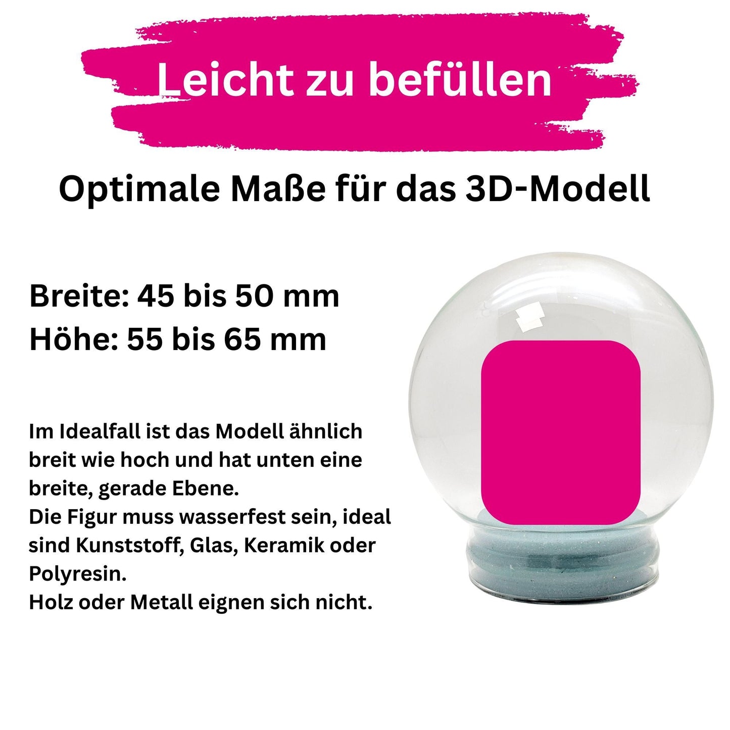 100mm Bastelset Polyresin Sockel in verschiedenen Varianten - DIY - Schneekugel - 1 x Schnee - Schneekugelhaus