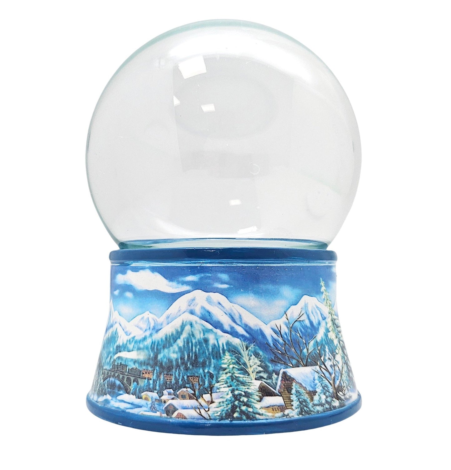 100mm Bastelset Porzellan Sockel Winterlandschaft hellblau mit DIY - Schneekugel für Spieluhr - Schneekugelhaus