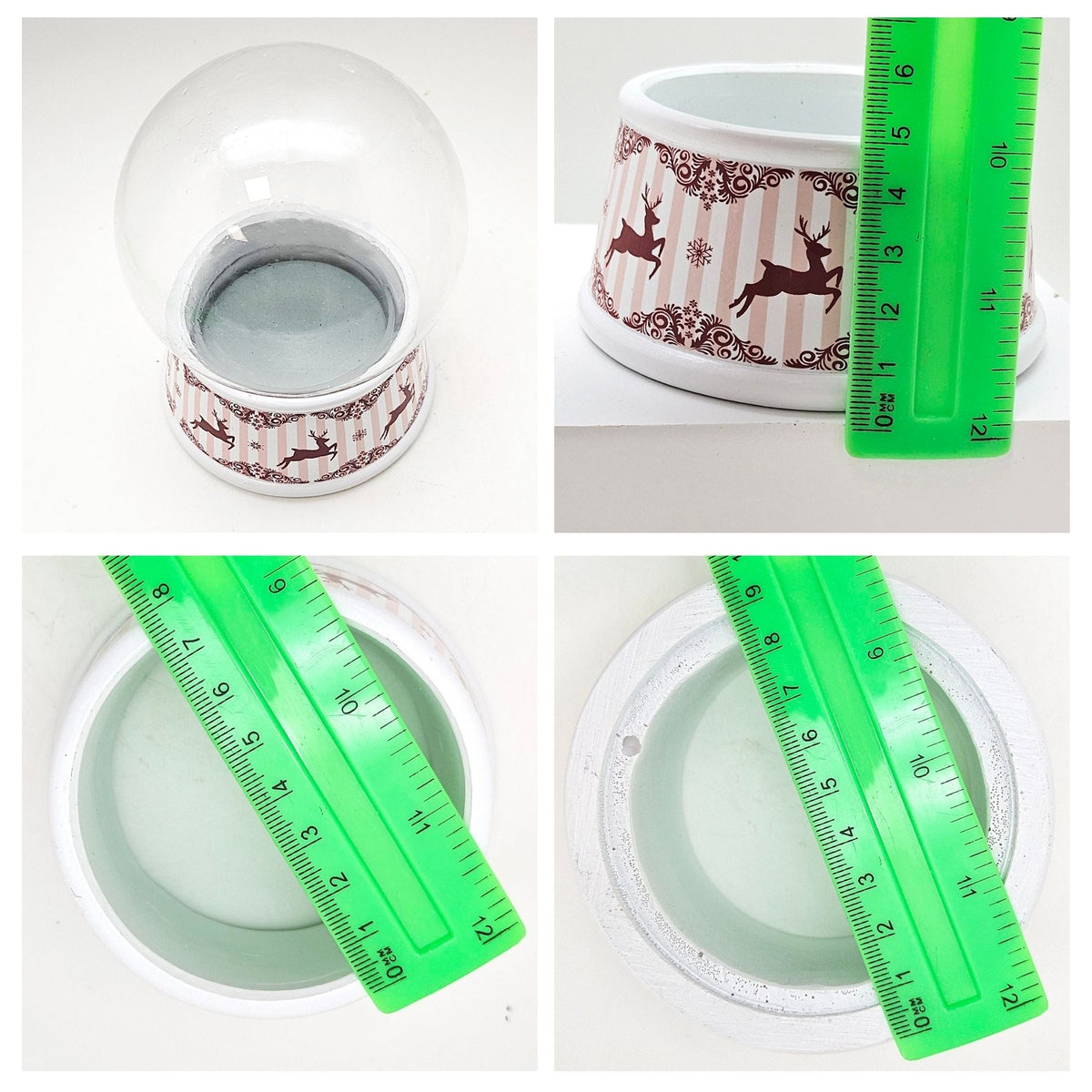 100mm Bastelset Sockel Hüttenzauber Rehe mit DIY-Schneekugel für Spieluhr - 1x Schnee - Schneekugelhaus
