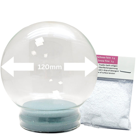 120mm Glas für DIY - Schneekugel mit 1 Päckchen Schnee - Schneekugelhaus