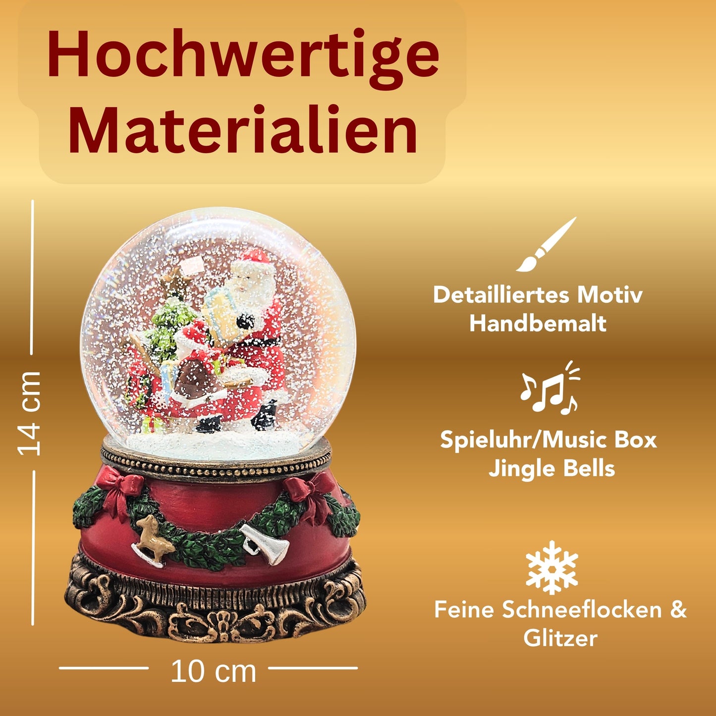 Schöne Schneekugel Christmas Shopping auf Sockel Weihnachtsdekor rot mm Durchmesser mit Spieluhr