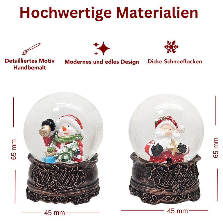 Kupfer-Dekopaket - 3 Nostalgie Schneekugeln in zwei Größen