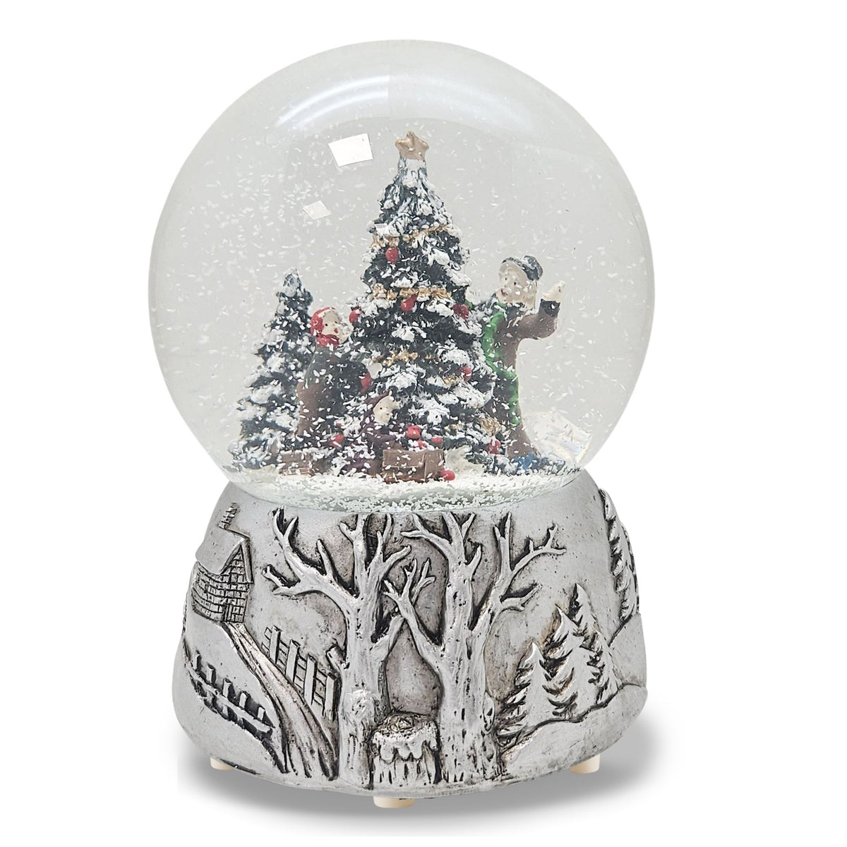 Silber-Dekopaket - 3 Nostalgie Schneekugeln in zwei Größen