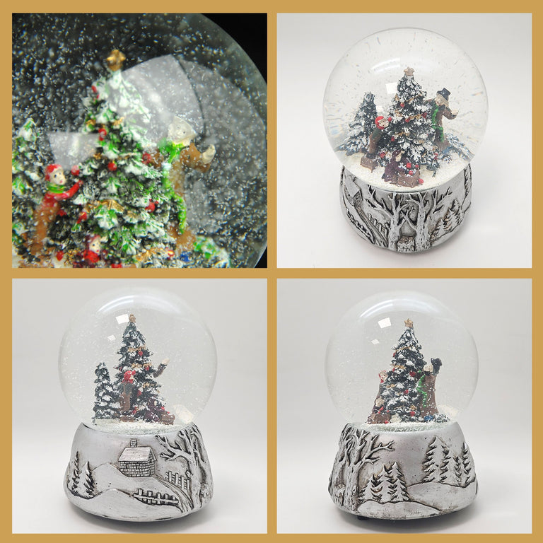 Silber-Dekopaket - 3 Nostalgie Schneekugeln in zwei Größen
