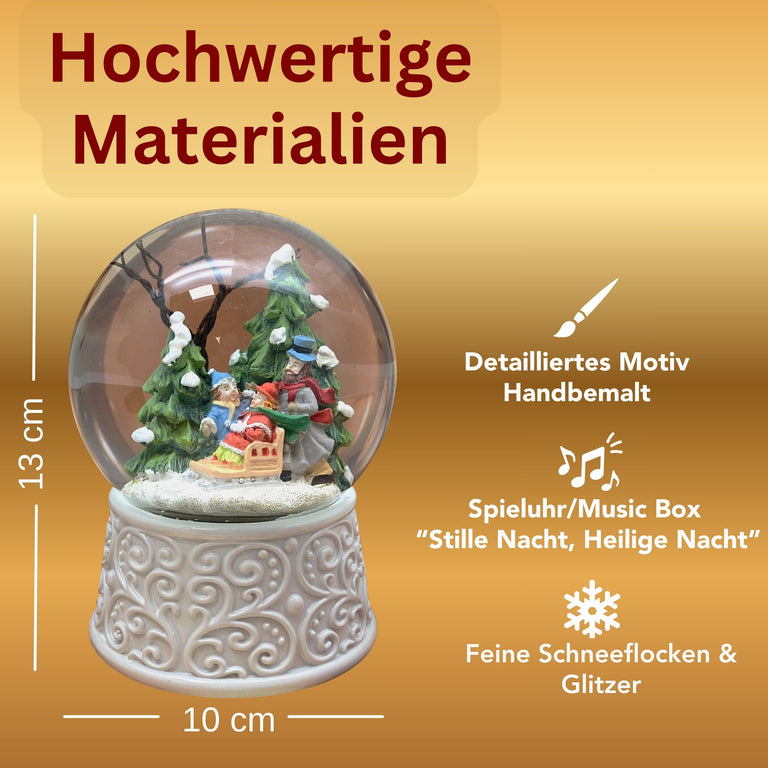 Nostalgische Schneekugel Familienspaziergang Ornamente 100 mm Durchmesser mit Spieluhr