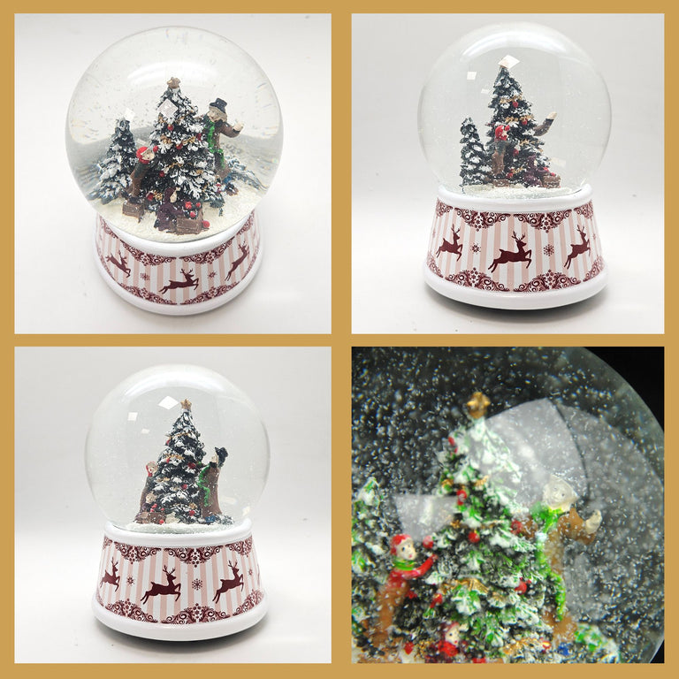 Nostalgische Schneekugel Weihnachtlicher Hüttenzauber 100 mm Durchmesser mit Spieluhr