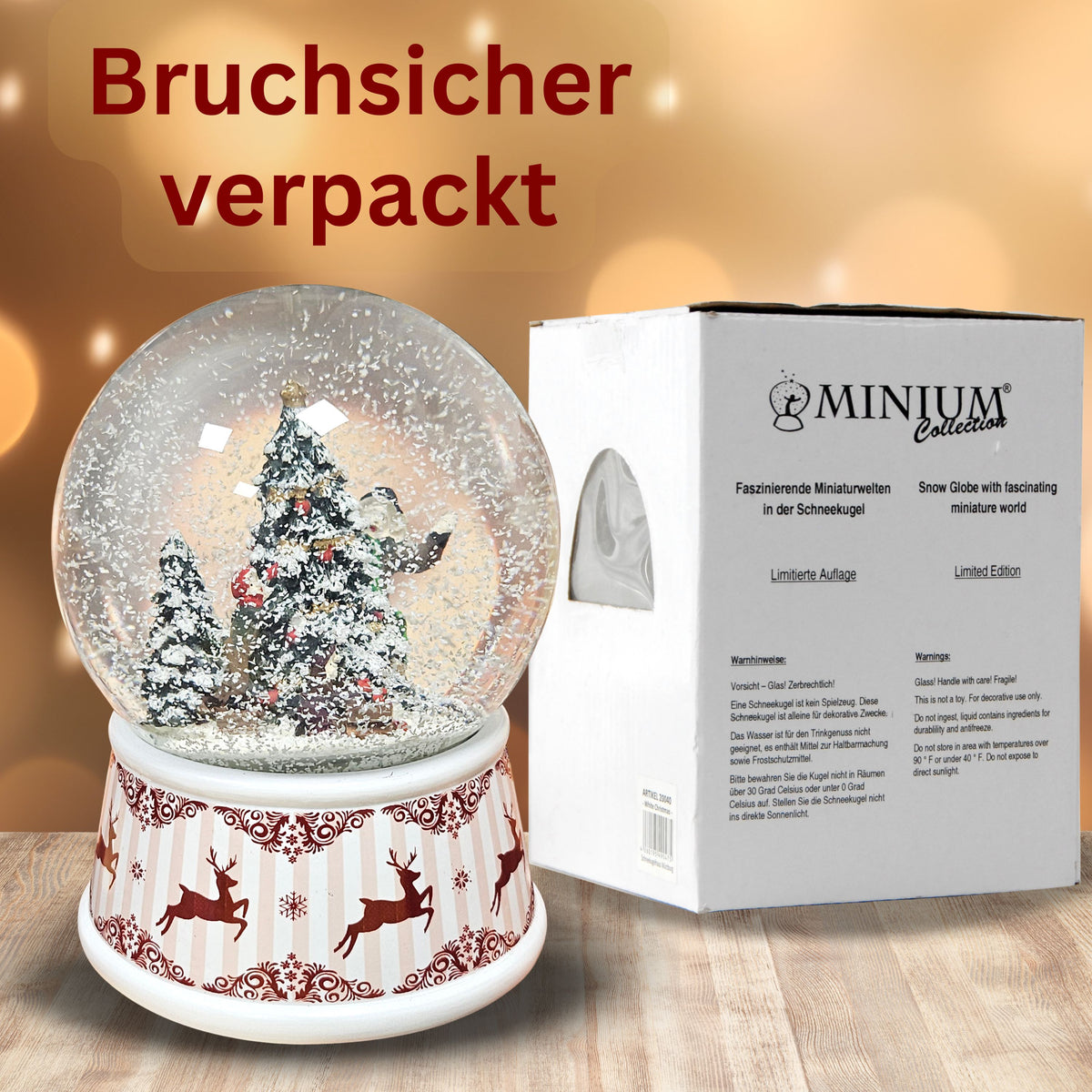 Nostalgische Schneekugel Weihnachtlicher Hüttenzauber 100 mm Durchmesser mit Spieluhr