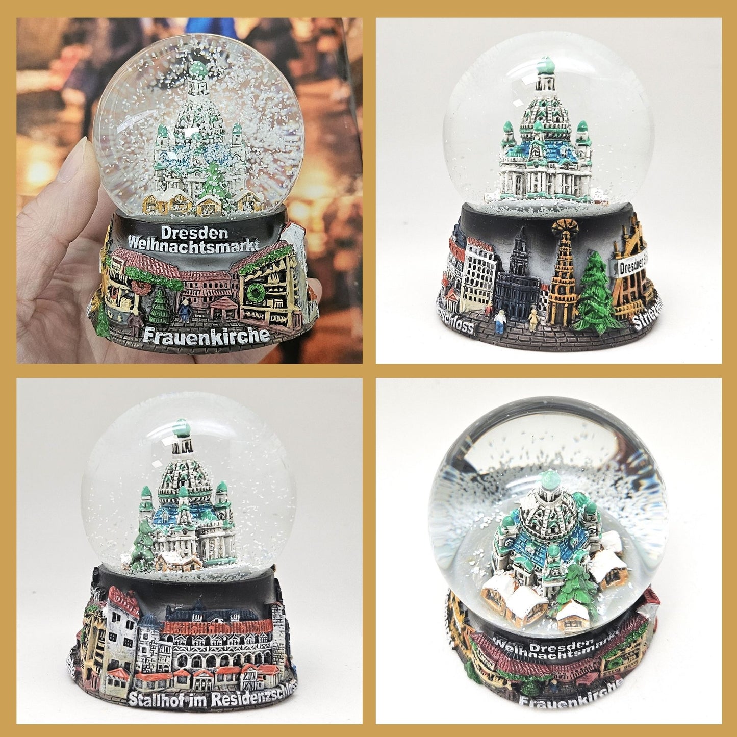 Souvenir Schneekugel Weihnachtsmarkt  Dresden Rathaus B: 6,5 H: 8,5