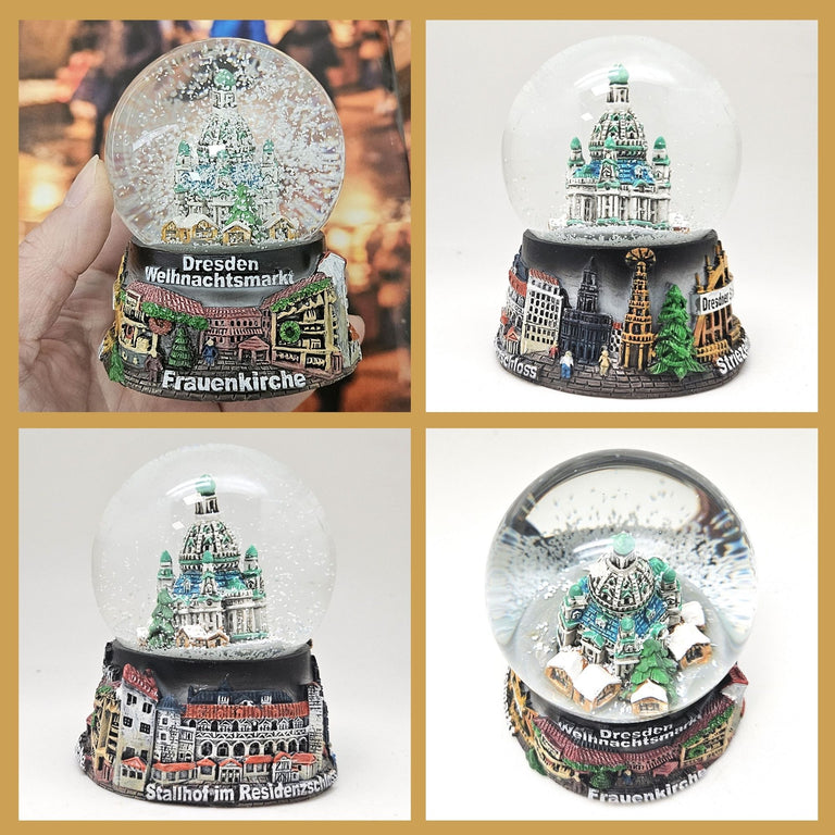 Souvenir Schneekugel Weihnachtsmarkt  Dresden Rathaus B: 6,5 H: 8,5