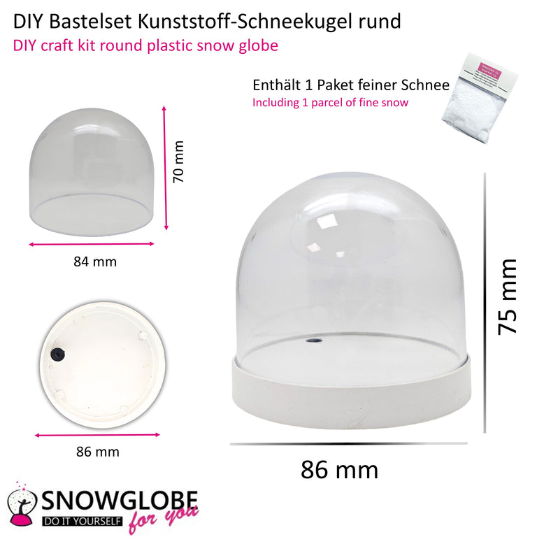 DIY Schneekugel-Set „Party-Pack“ (5er Vorteilspack) weiß - rund
