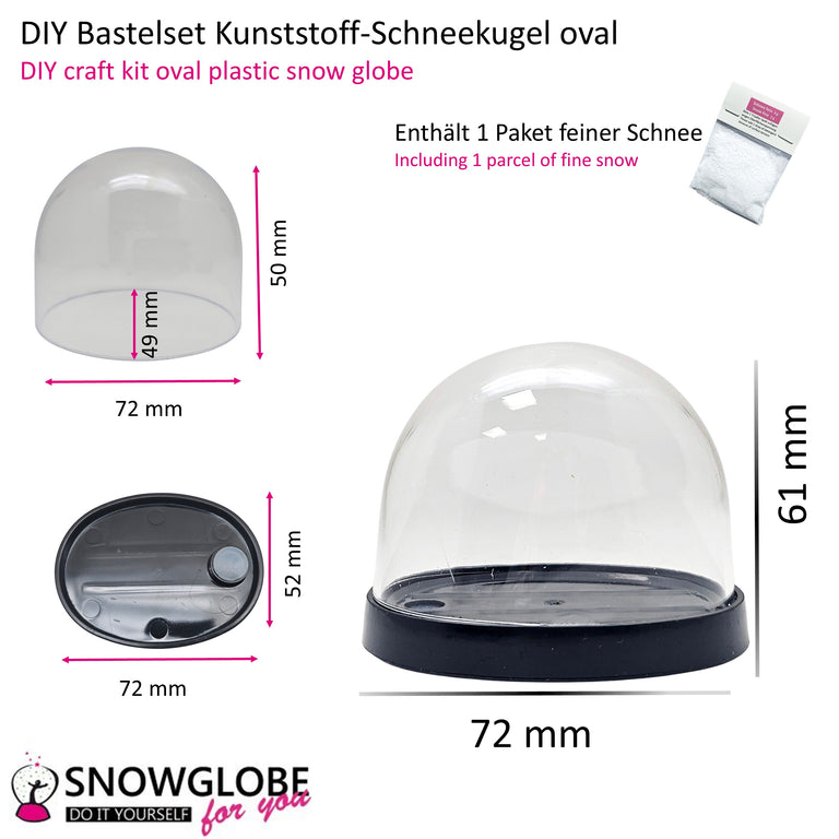 DIY Schneekugel-Set „Party-Pack“ (5er Vorteilspack) schwarz - oval