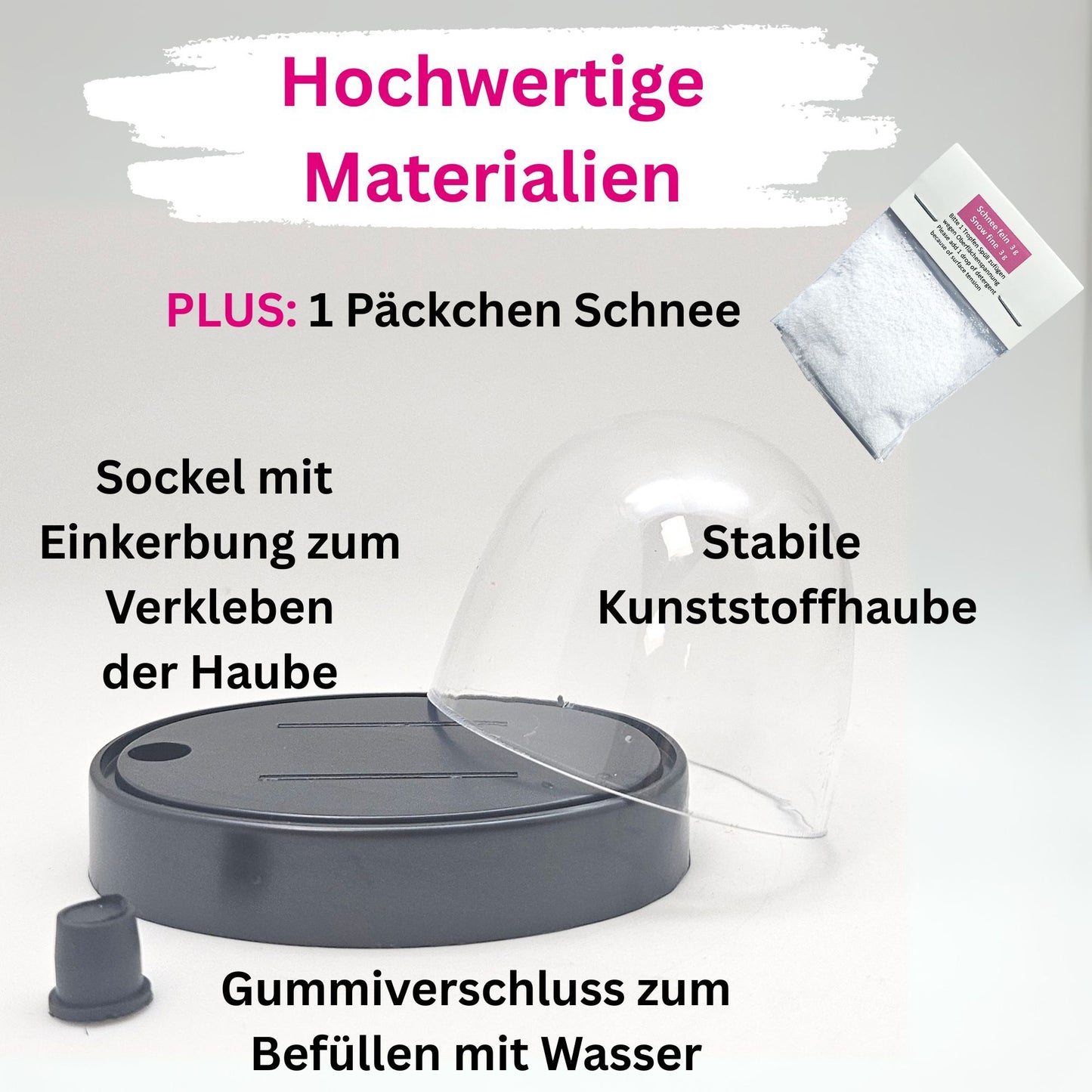 DIY Schneekugel-Set „Party-Pack“ (5er Vorteilspack) schwarz - oval