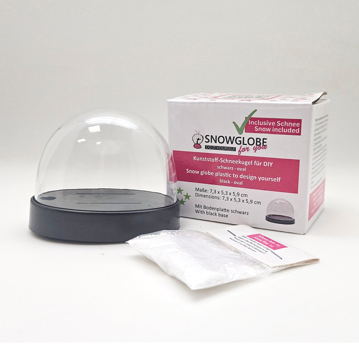 DIY Schneekugel-Set „Party-Pack“ (5er Vorteilspack) schwarz - oval