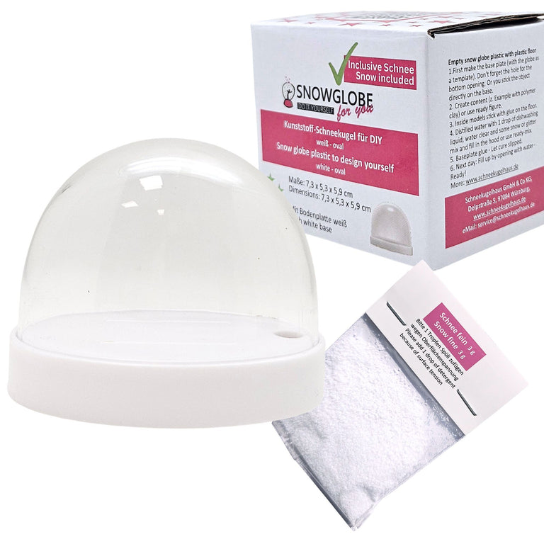 DIY Schneekugel-Set „Party-Pack“ (5er Vorteilspack) weiß - oval