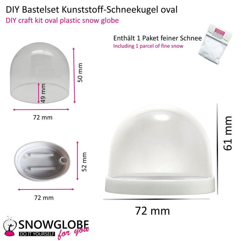 DIY Schneekugel-Set „Party-Pack“ (5er Vorteilspack) weiß - oval