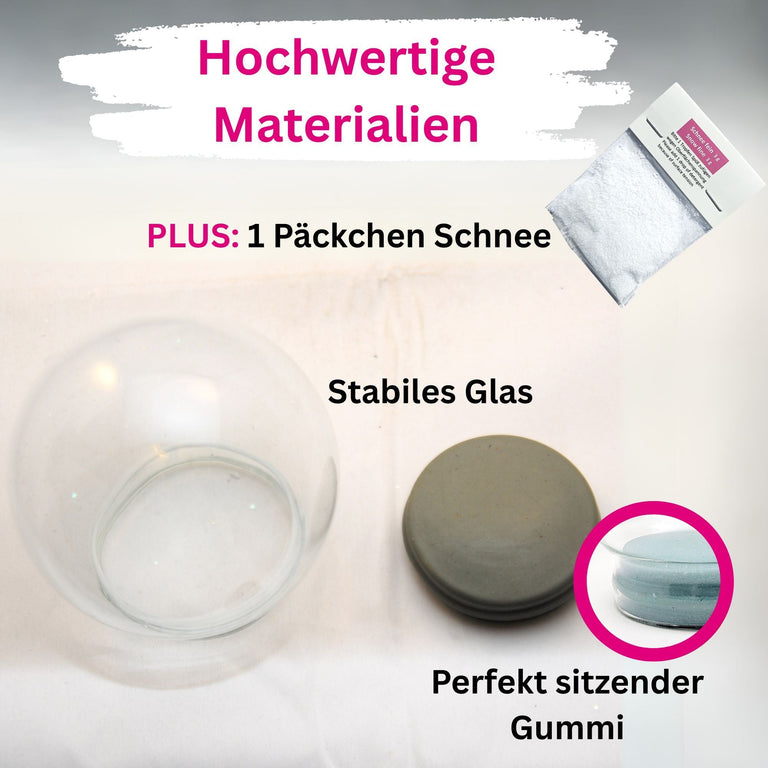 65mm Ersatzglas Bastelglas 1 x Schnee - Schneekugel mit Gummiverschluss - Schneekugelhaus