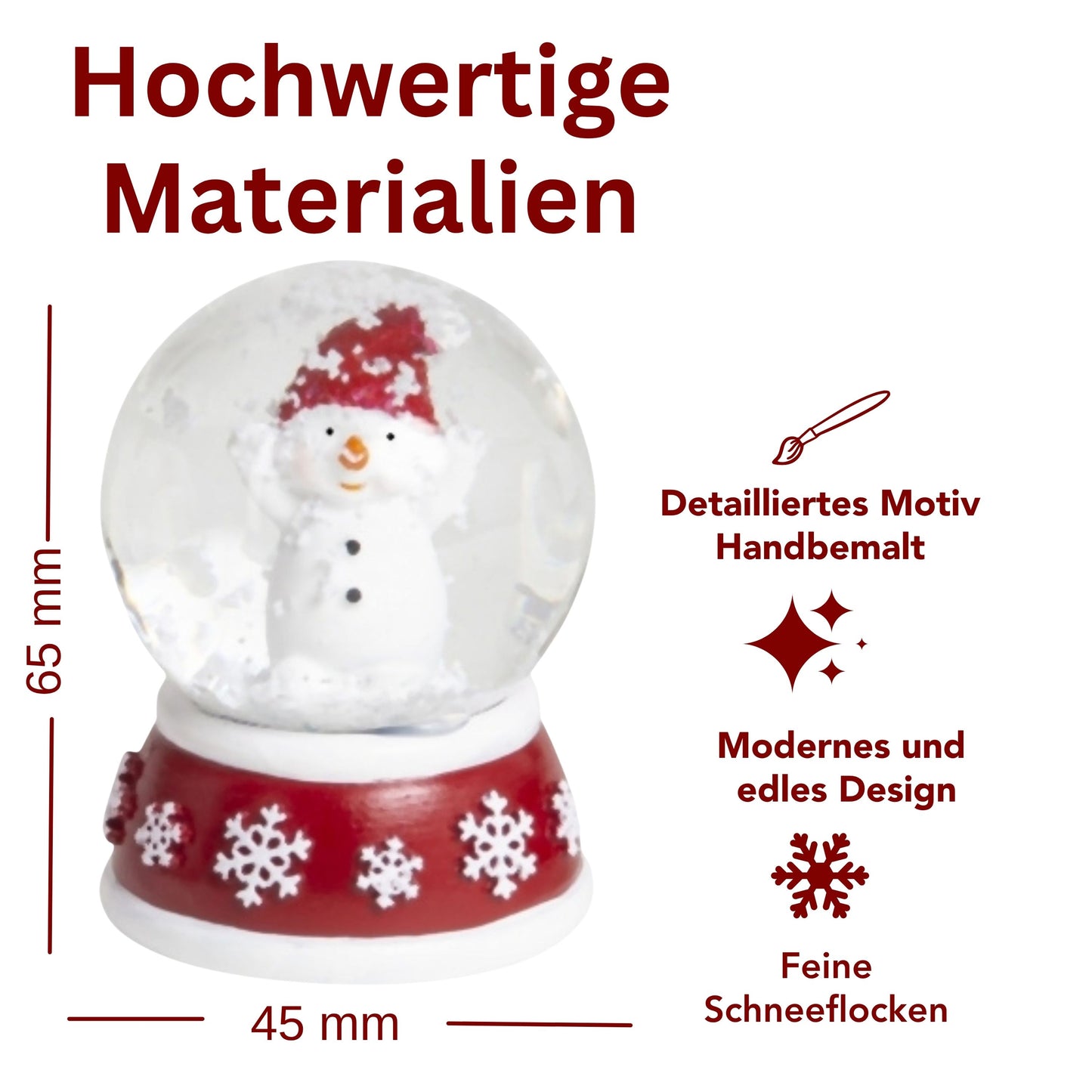 Adventspaket groß - Schneemann rot weiß mit 8 Schneekugeln in zwei Größen