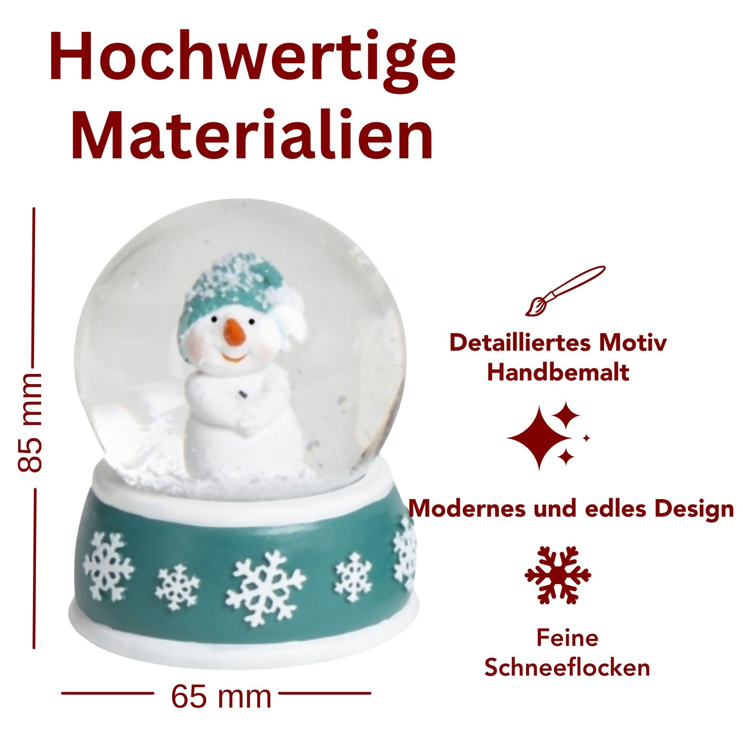 Adventspaket groß - Schneemann türkis weiß mit 8 Schneekugeln in zwei Größen
