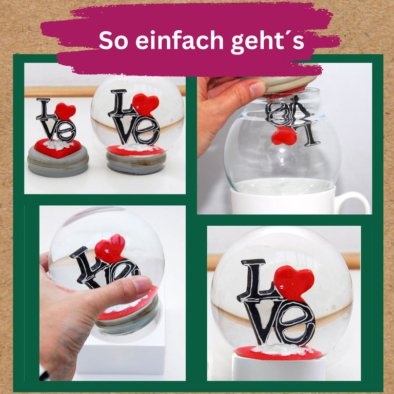 100mm Bastelset Sockel Weihnachtsdekor grün mit DIY-Schneekugel für Spieluhr - 1x Schnee