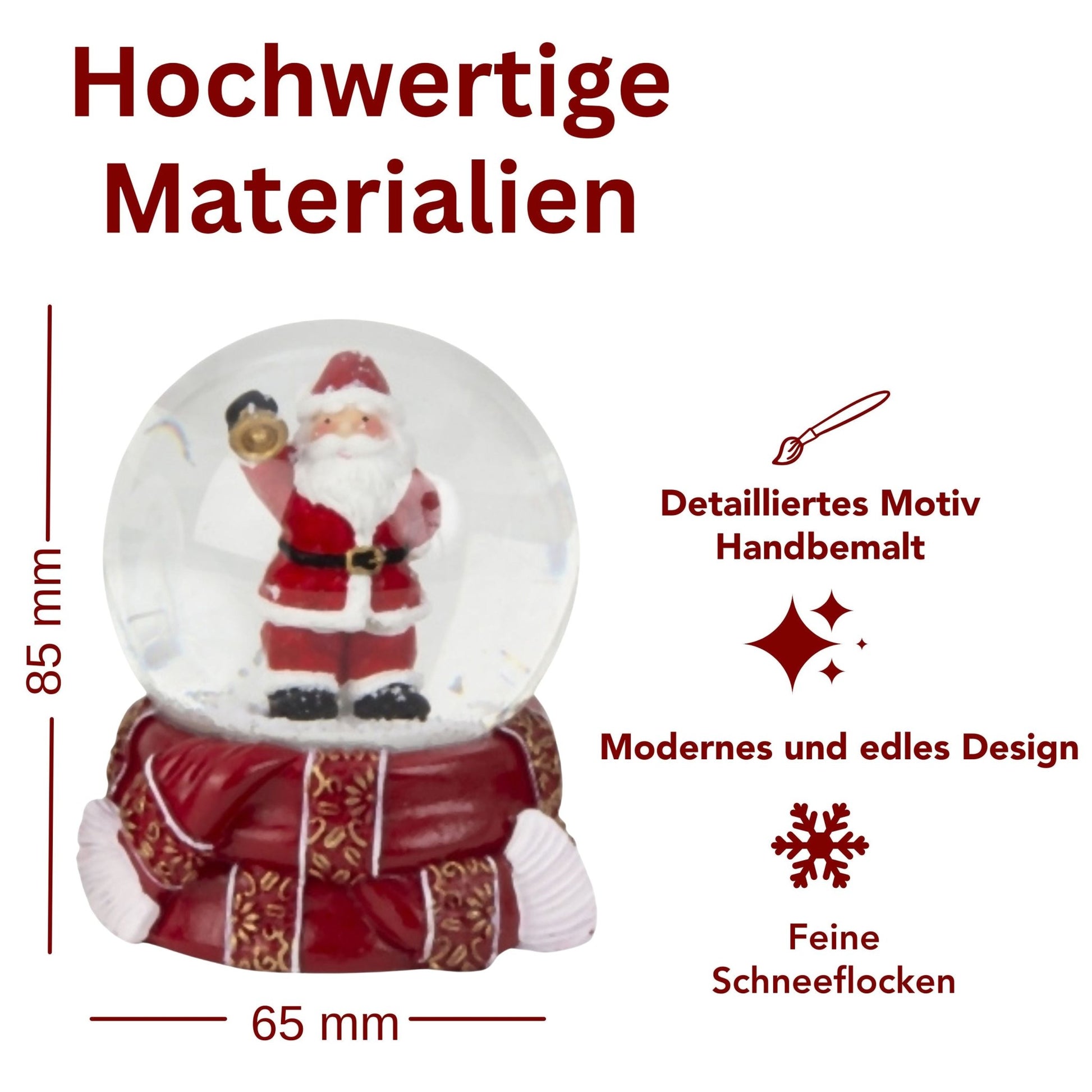 Adventspaket groß - Schneemann rot gold mit 8 Schneekugeln in zwei Größen - Schneekugelhaus