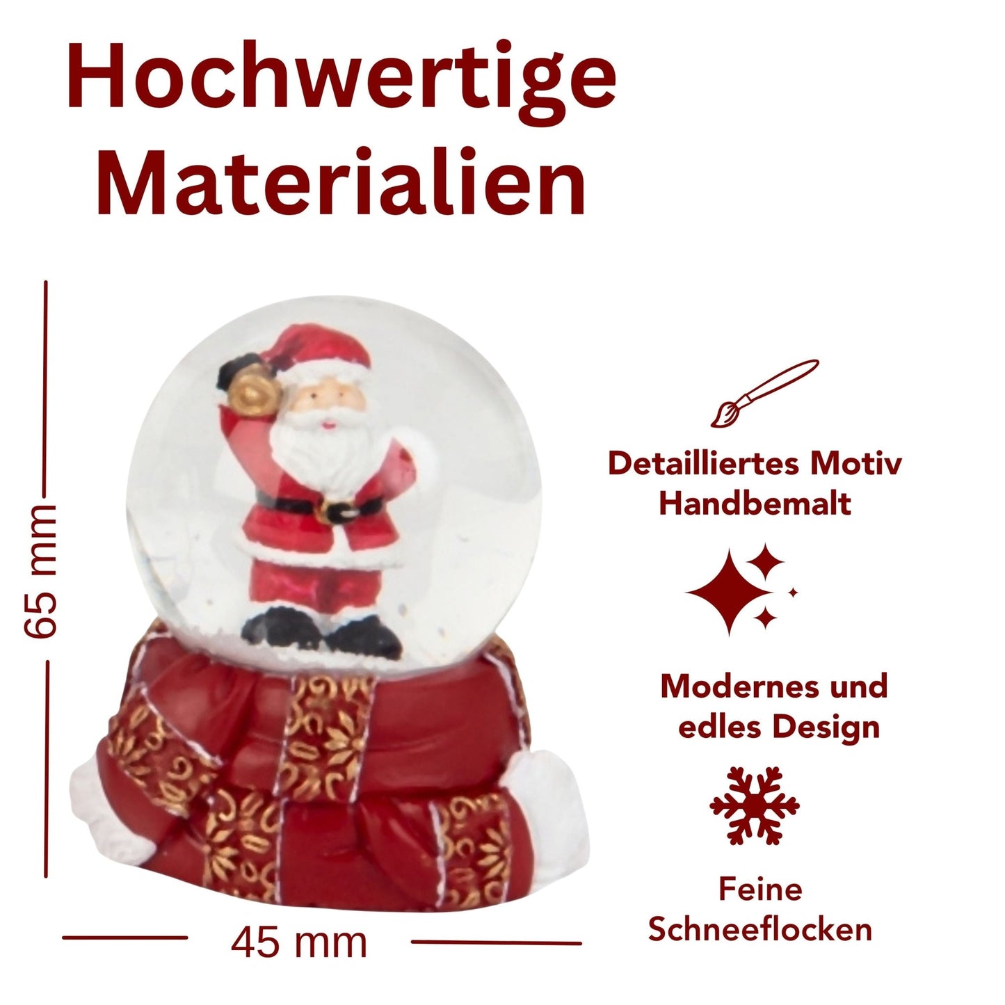 Adventspaket groß - Schneemann rot gold mit 8 Schneekugeln in zwei Größen - Schneekugelhaus