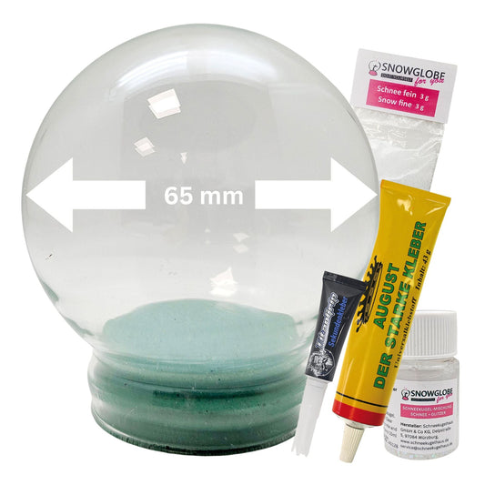 DIY-Reparatur-Komplettset für Glas-Schneekugel 65 x 73 mm mit Schnee, Kleber, Sekundenkleber und Fertigmischung Glitzer (Kopie) - Schneekugelhaus