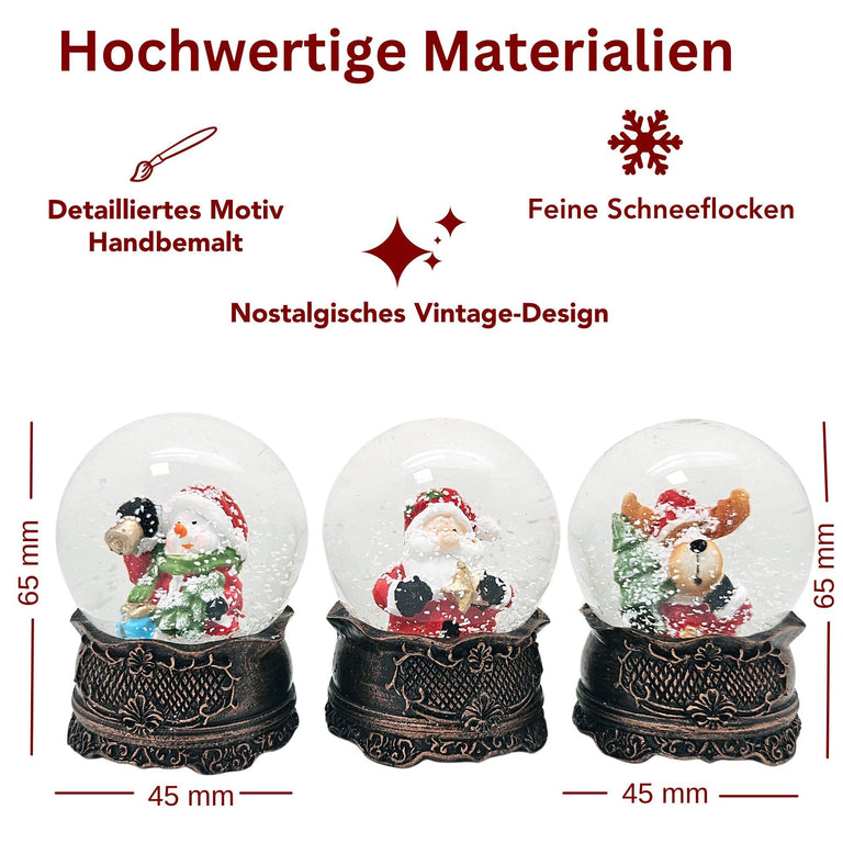 Dunkles-Deko-Paket - 5 Nostalgie Schneekugeln in einer Größe - Schneekugelhaus