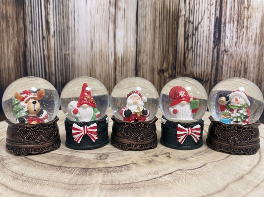 Dunkles-Deko-Paket - 5 Nostalgie Schneekugeln in einer Größe - Schneekugelhaus