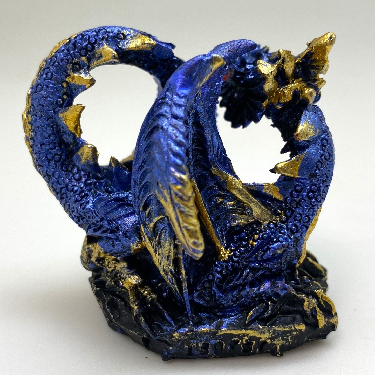 Innenmodell gold blauer Drache "gedreht" - 50 x 55 mm - Schneekugelhaus