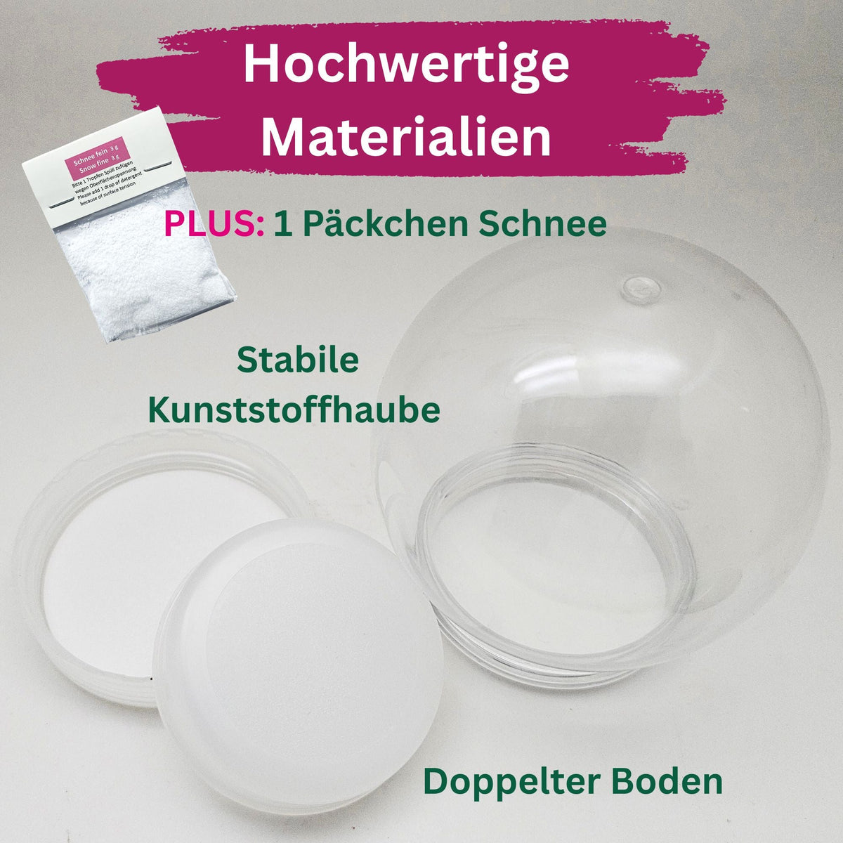Kunststoff-Schneekugel rund Schraubverschluss 80 x 87 mm - incl. 1 x Schnee - Schneekugelhaus