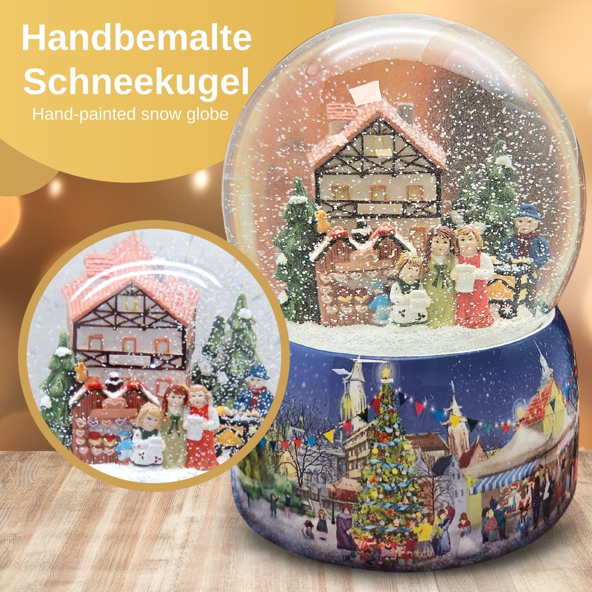 Mega Schneekugel Nostalgischer Weihnachtsmarkt mit Musikspieluhr Winter Wonderland - Schneekugelhaus