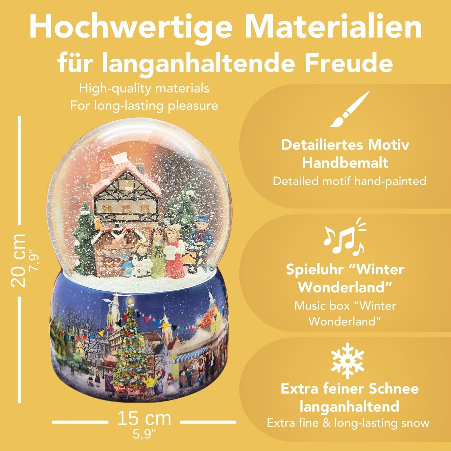 Mega Schneekugel Nostalgischer Weihnachtsmarkt mit Musikspieluhr Winter Wonderland - Schneekugelhaus