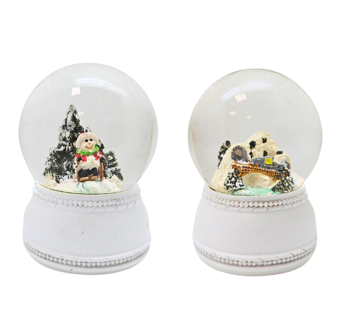 Minimalistisches-Paket - 5 Nostalgie Schneekugeln in einer Größe - Schneekugelhaus