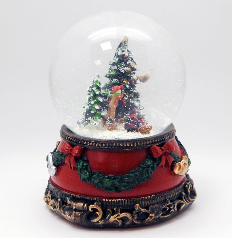 Nostalgische Schneekugel Christbaum schmücken auf Sockel Weihnachtsdek – Schneekugelhaus
