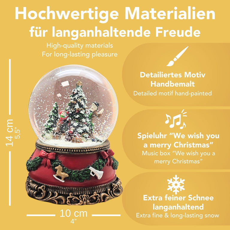 Nostalgische Schneekugel Christbaum schmücken auf Sockel Weihnachtsdekor rot mm Durchmesser mit Spieluhr - Schneekugelhaus