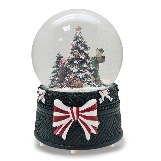 Nostalgische Schneekugel Christbaum schmücken Weihnachtsdekor grün 100 mm Durchmesser mit Spieluhr - Schneekugelhaus