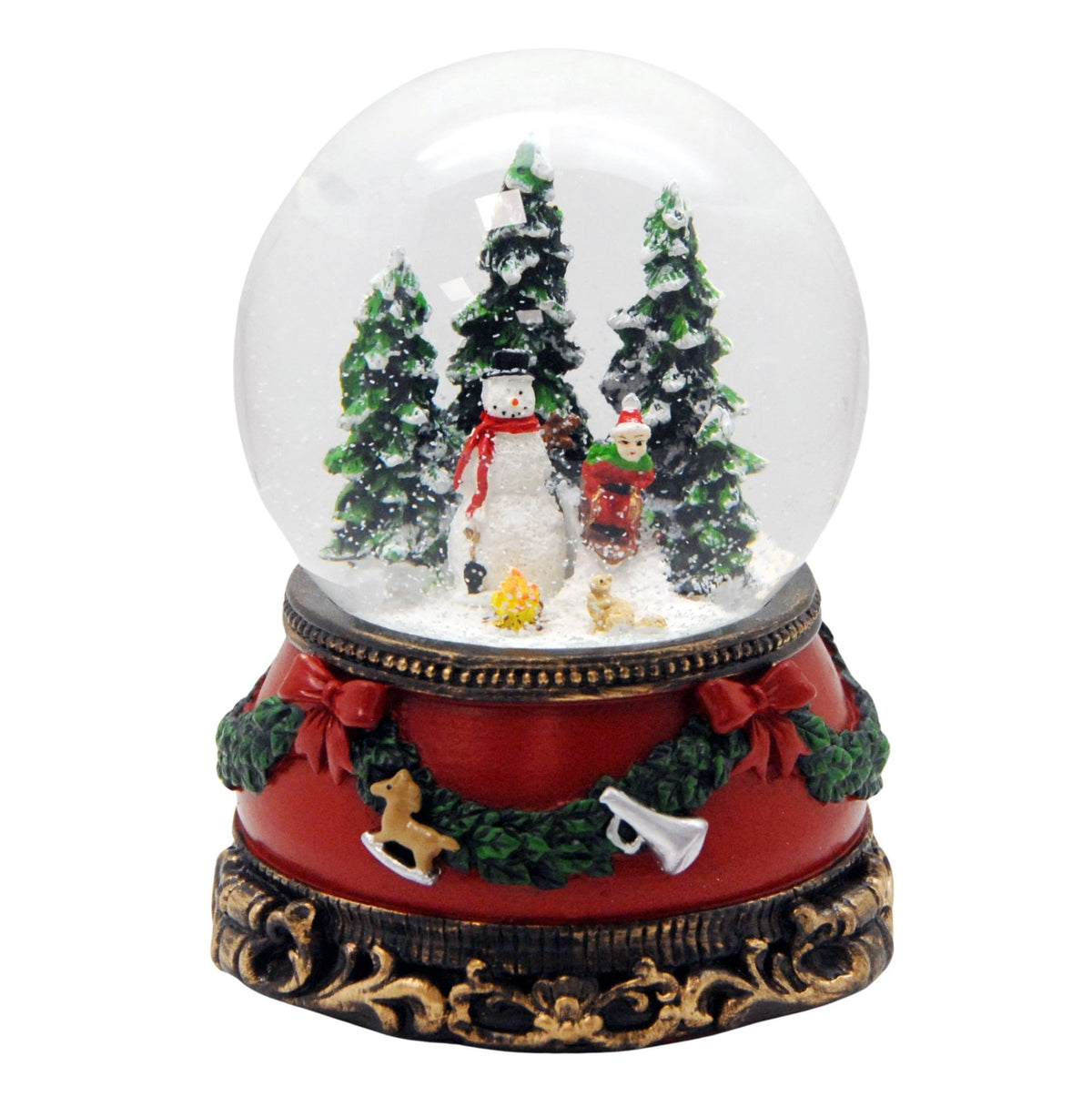 Nostalgische Schneekugel Schneemann steht auf Sockel Weihnachtsdekor r – Schneekugelhaus