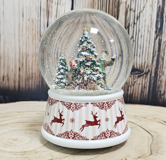 Nostalgische Schneekugel Weihnachtlicher Hüttenzauber 100 mm Durchmesser mit Spieluhr - Schneekugelhaus