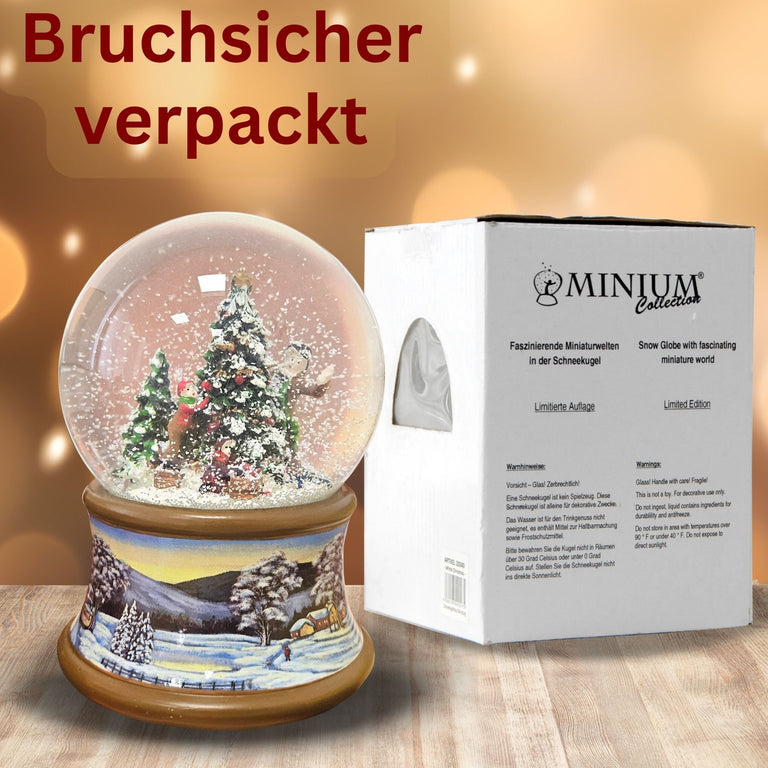 Schneekugel Weihnachtsbaum schmcken auf Sockel Winterlandschaft braun Schneekugelhaus Schneekugel Weihnachtsbaum schmcken auf Sockel Winterlandschaft braun Schneekugelhaus