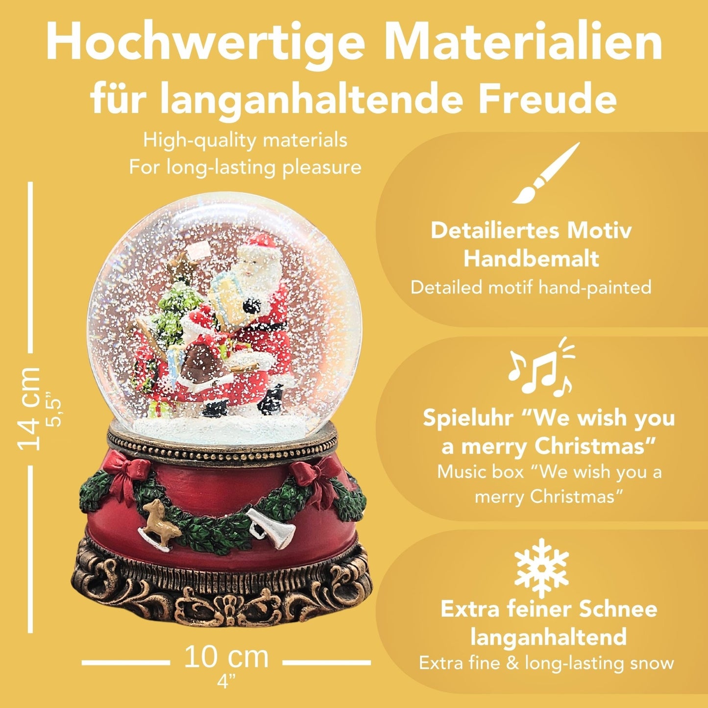 Schöne Schneekugel Christmas Shopping auf Sockel Weihnachtsdekor rot mm Durchmesser mit Spieluhr - Schneekugelhaus