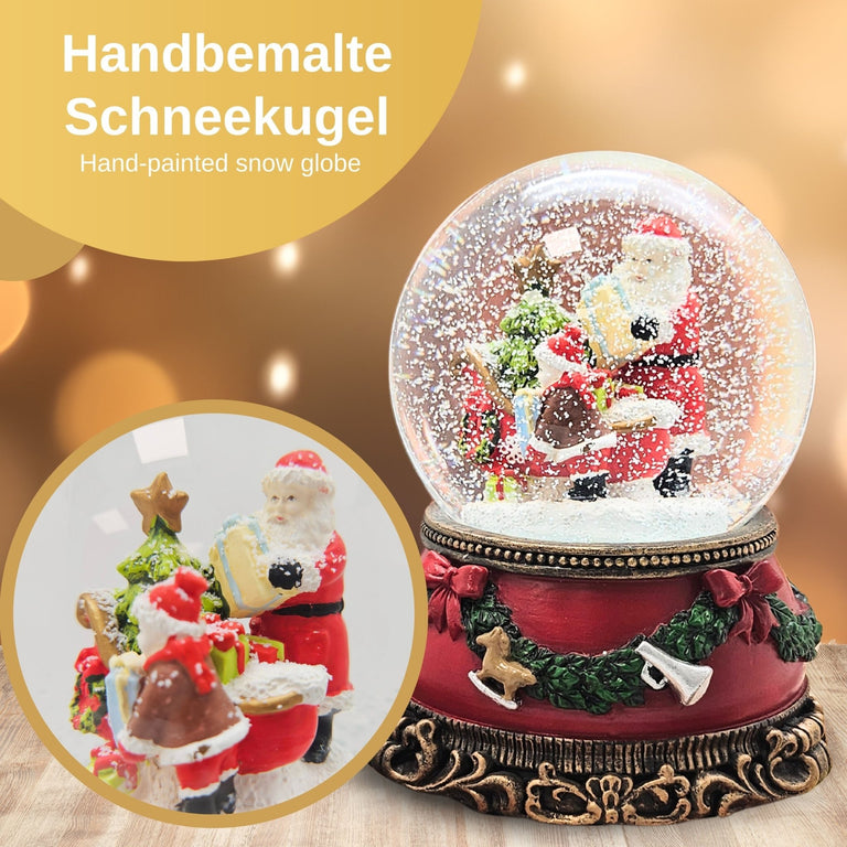 Schöne Schneekugel Christmas Shopping auf Sockel Weihnachtsdekor rot mm Durchmesser mit Spieluhr - Schneekugelhaus