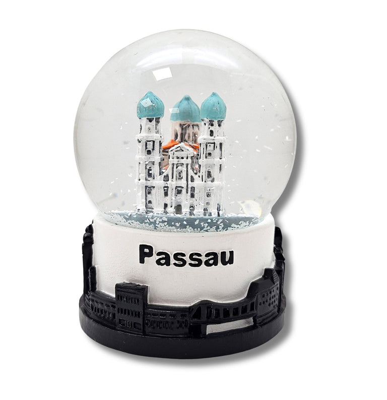 Souvenir Schneekugel Passau Dom Skyline Sockel 65mm Durchmesse - Schneekugelhaus