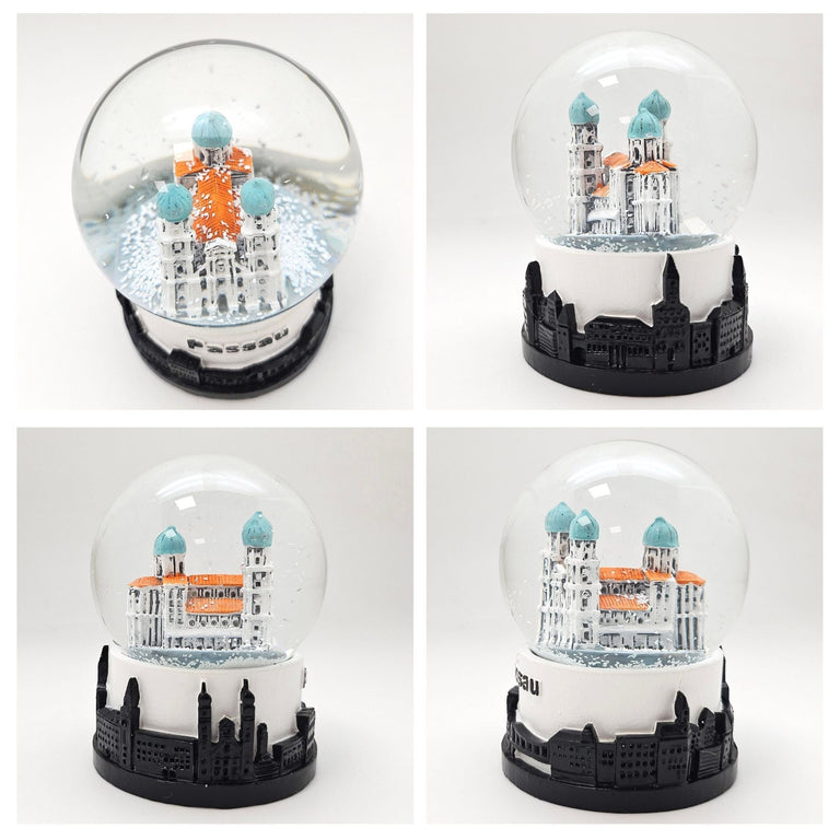 Souvenir Schneekugel Passau Dom Skyline Sockel 65mm Durchmesse - Schneekugelhaus